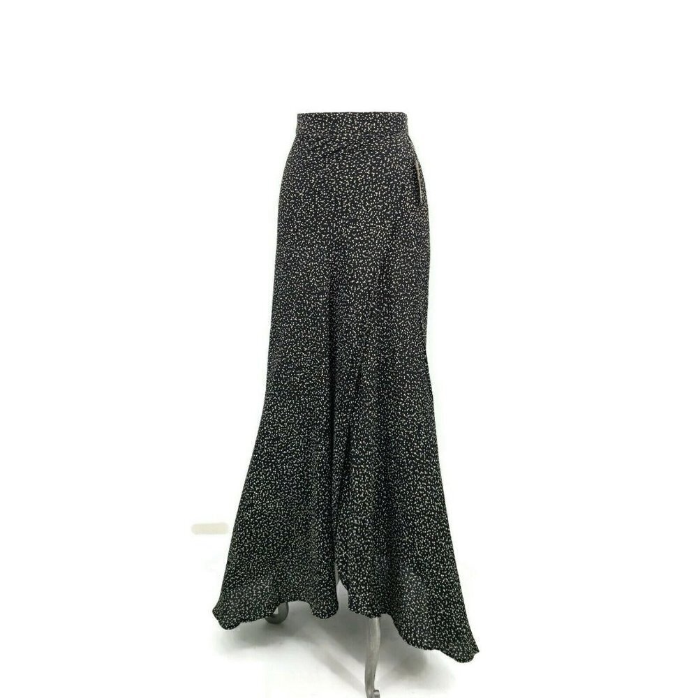 New Flynn Skye Wrap It Up Maxi Skirt Womens XS Black White Dots Rayon